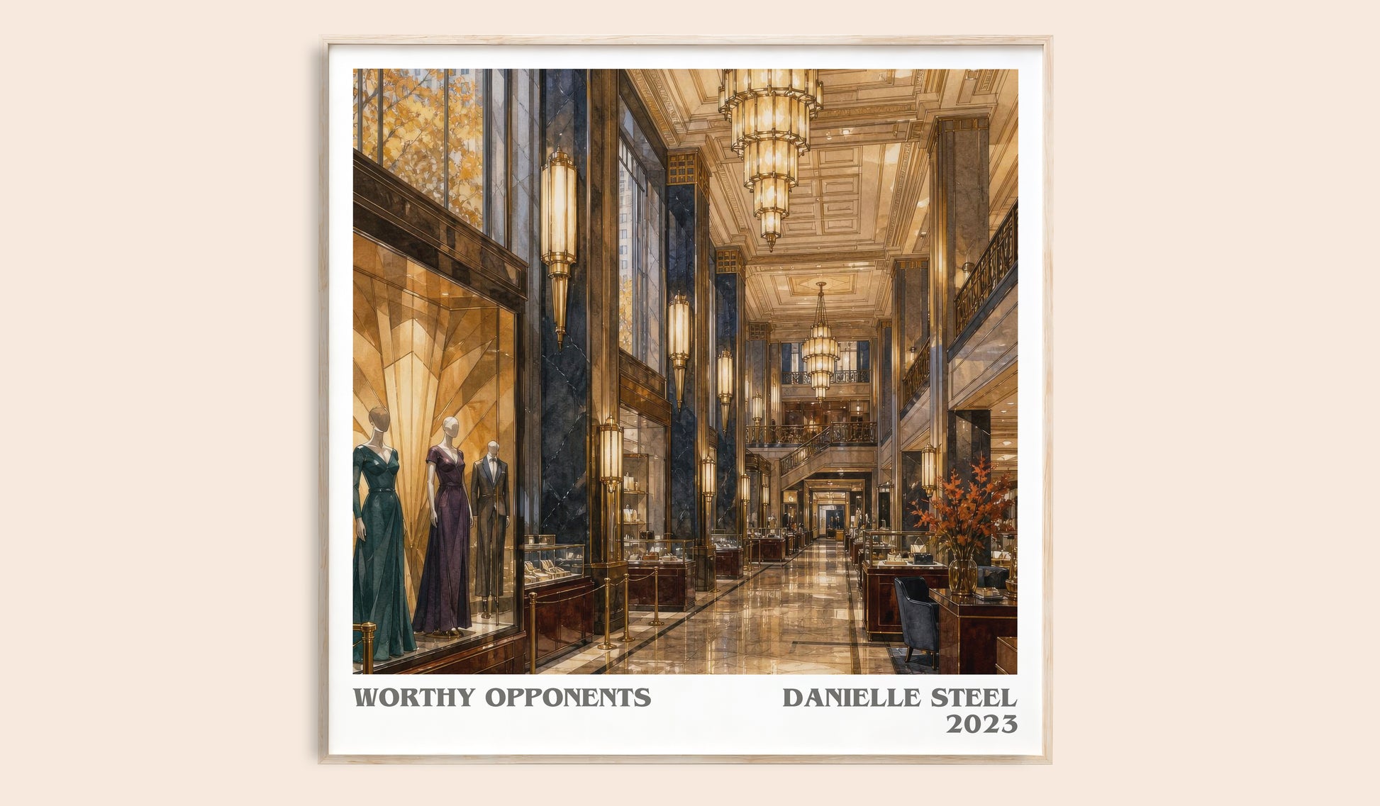 Worthy Opponents literary book poster by Danielle Steel – framed literary art print