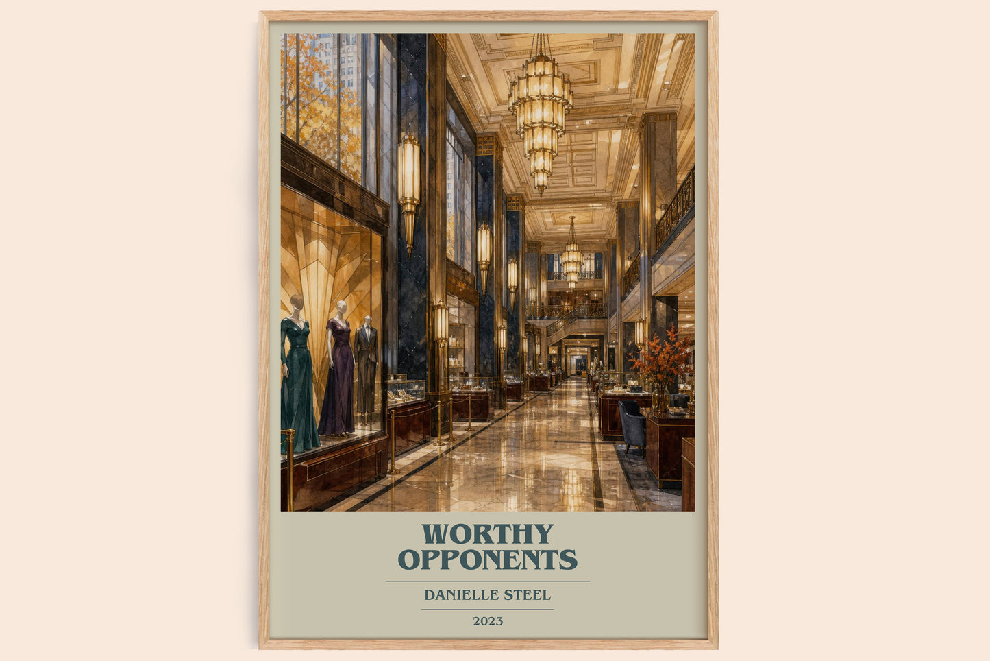 Worthy Opponents book cover book poster by Danielle Steel – framed literary art print