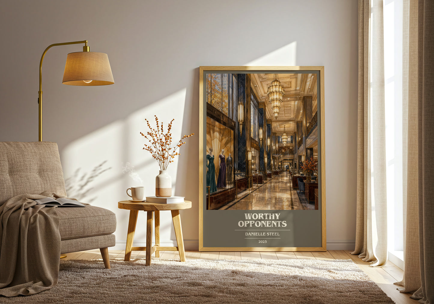 Worthy Opponents book cover print on bookshelf – Danielle Steel fan gift