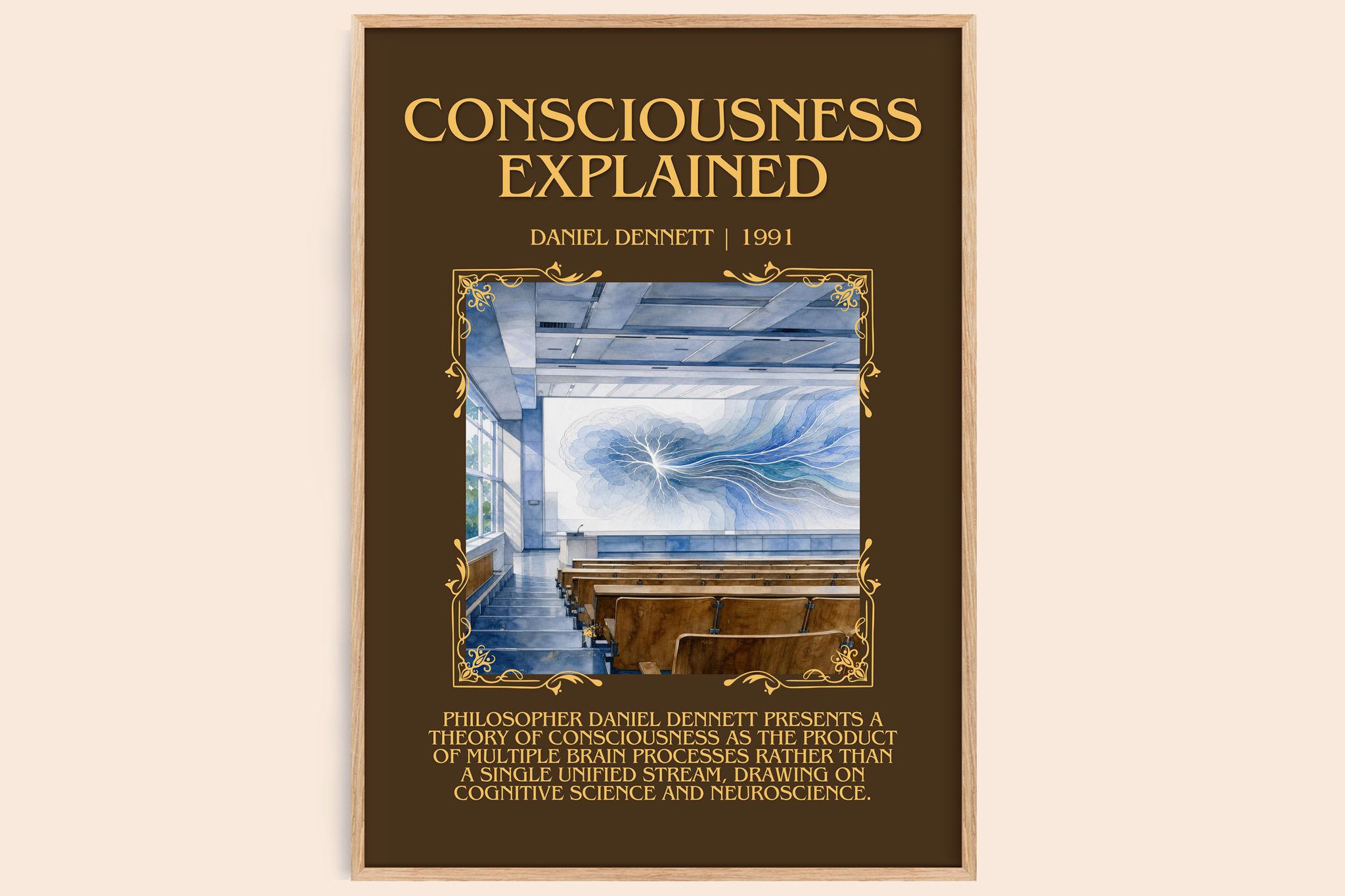 Consciousness Explained Minimalist Book Poster by Daniel Dennett