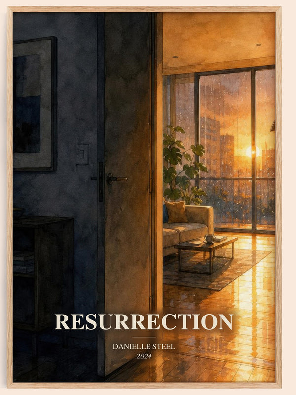 Resurrection watercolour book poster by Danielle Steel – framed literary art print