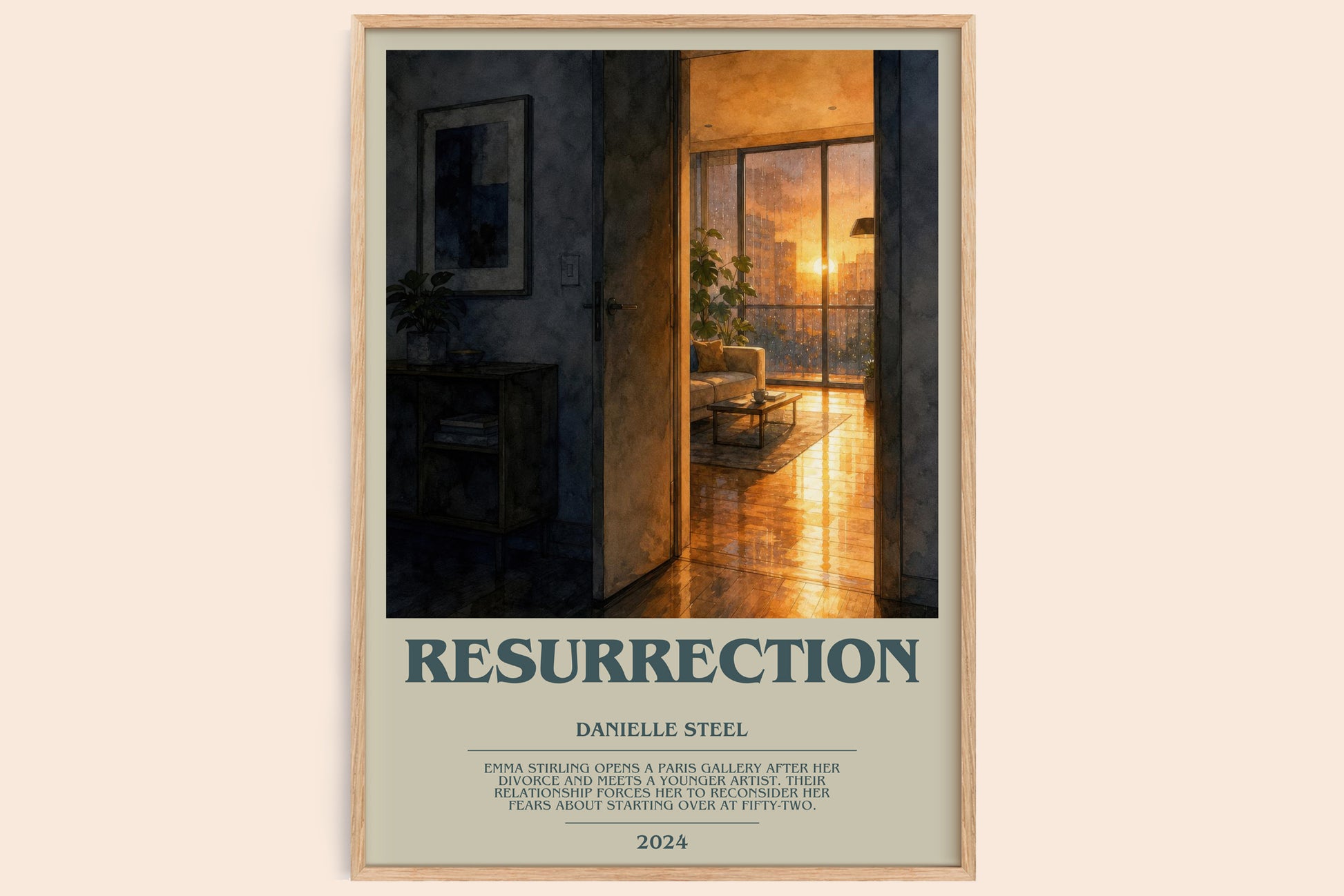 Resurrection bookish book poster by Danielle Steel – framed literary art print