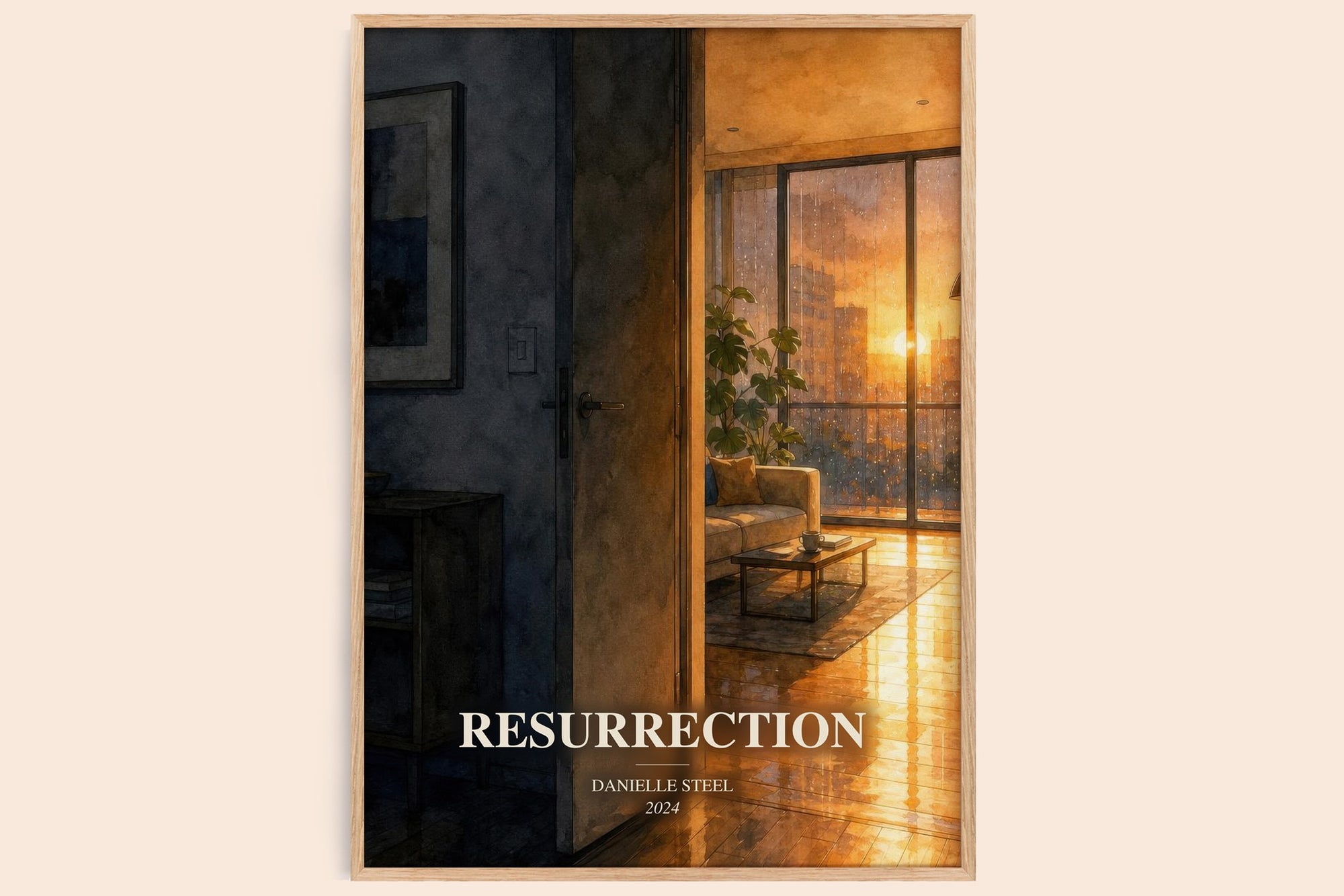 Resurrection watercolour book poster by Danielle Steel – framed literary art print