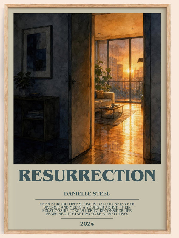 Resurrection bookish book poster by Danielle Steel – framed literary art print