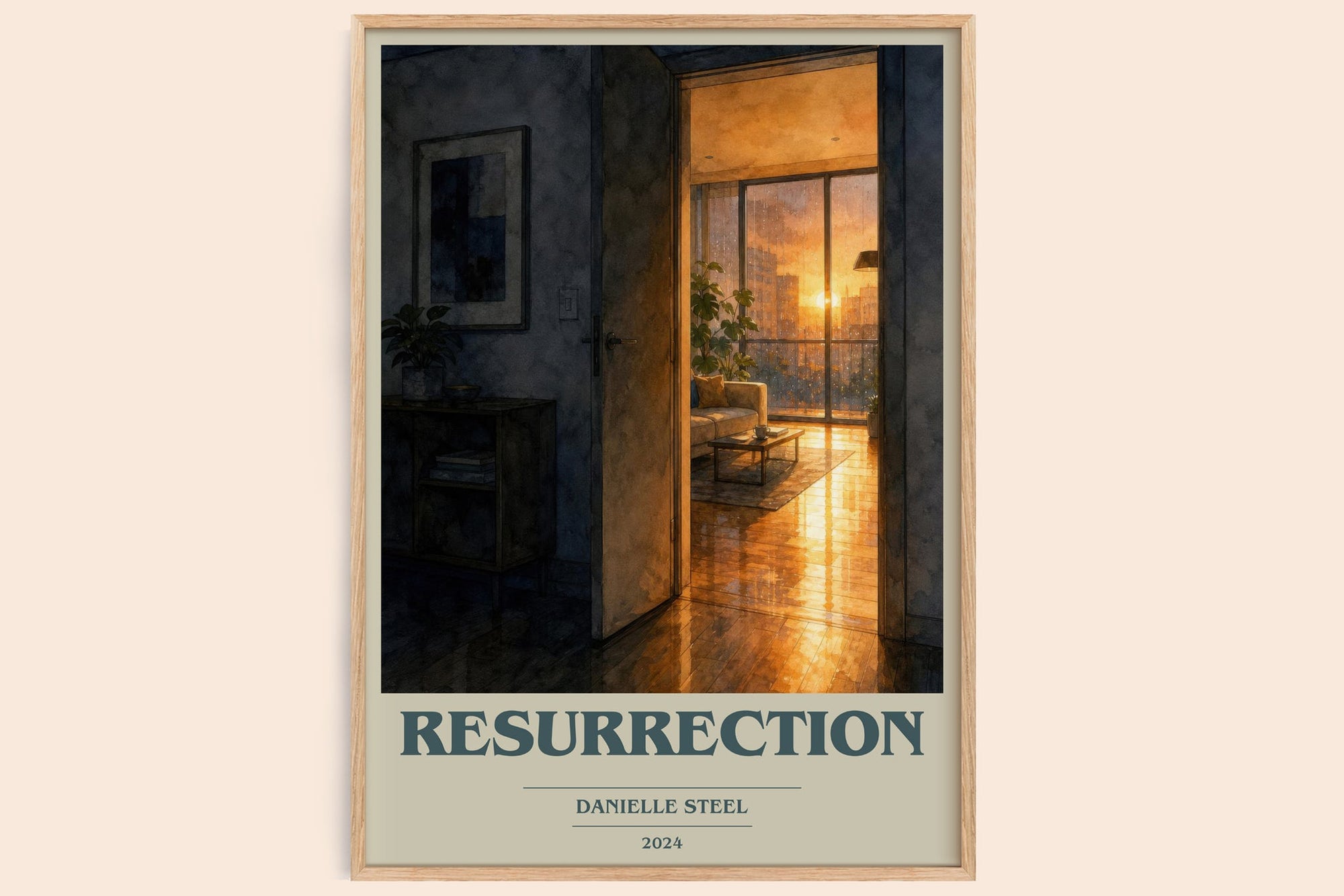 Resurrection book cover book poster by Danielle Steel – framed literary art print