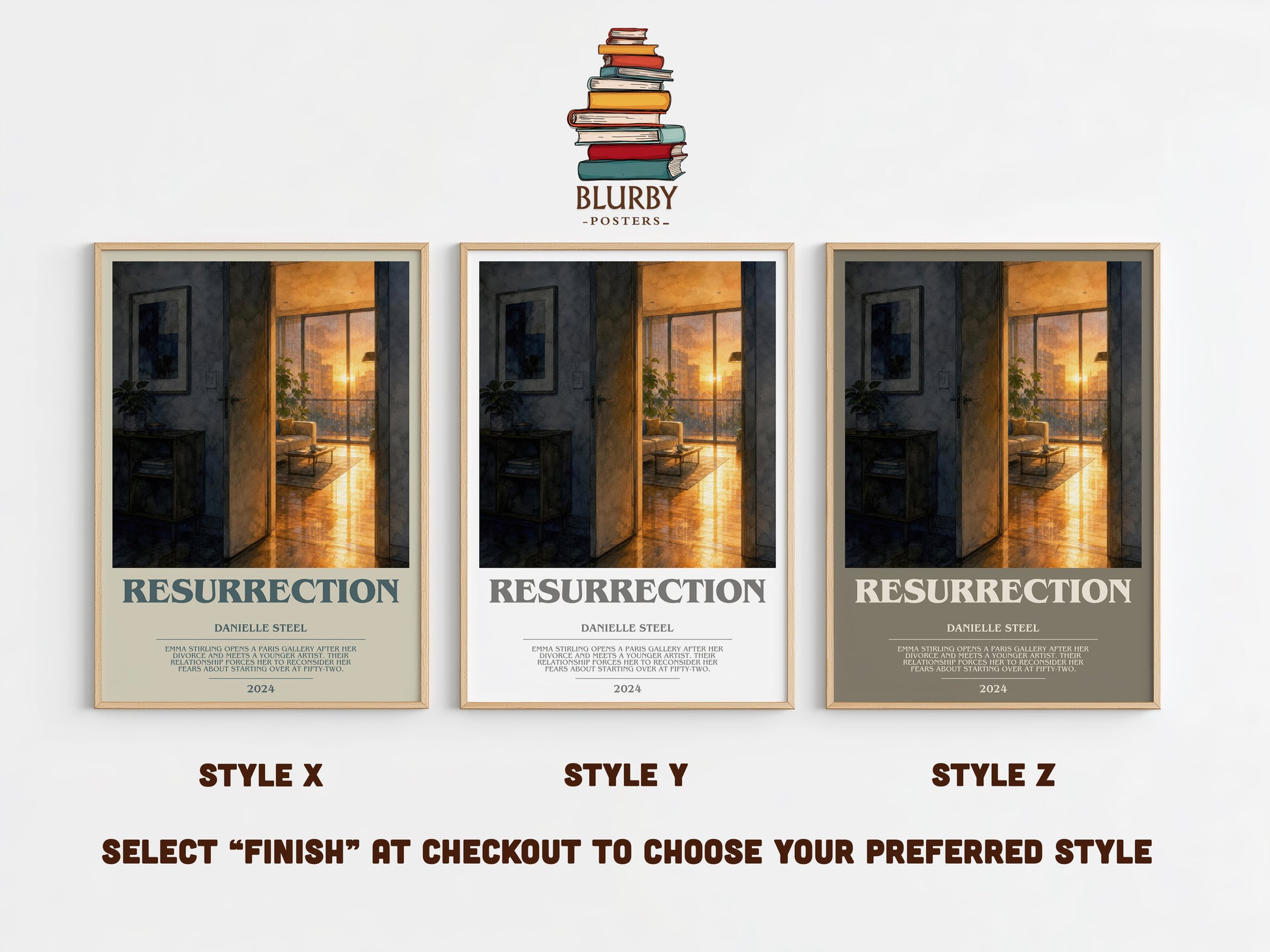 Resurrection bookish print in frame leaning in hallway – contemporary fiction wall art