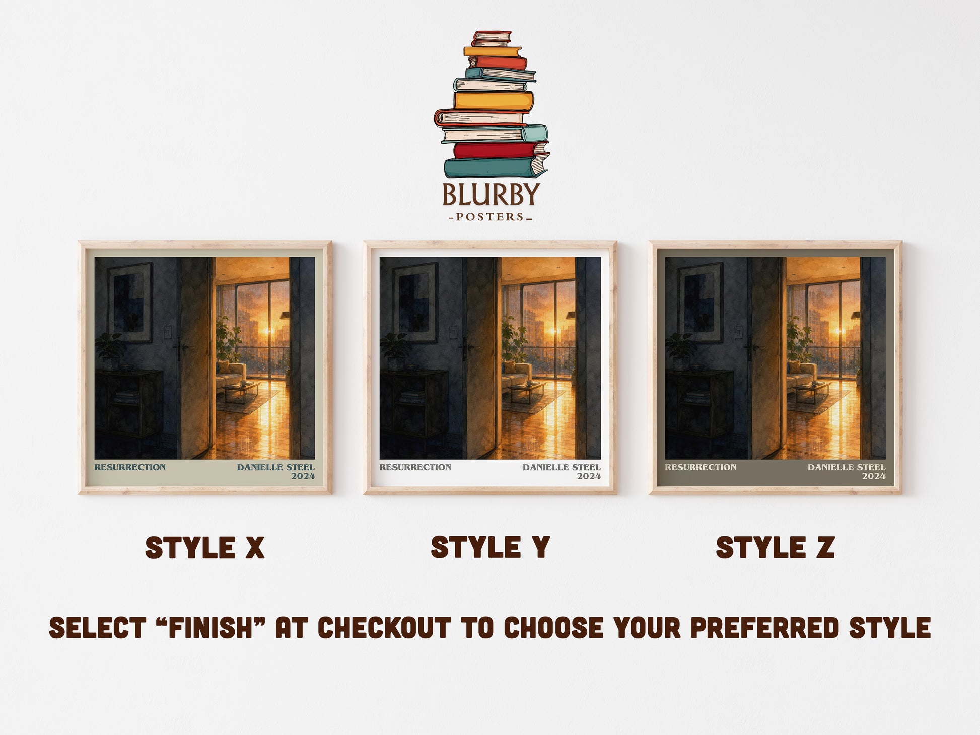 Resurrection literary print in frame leaning in hallway – contemporary fiction wall art