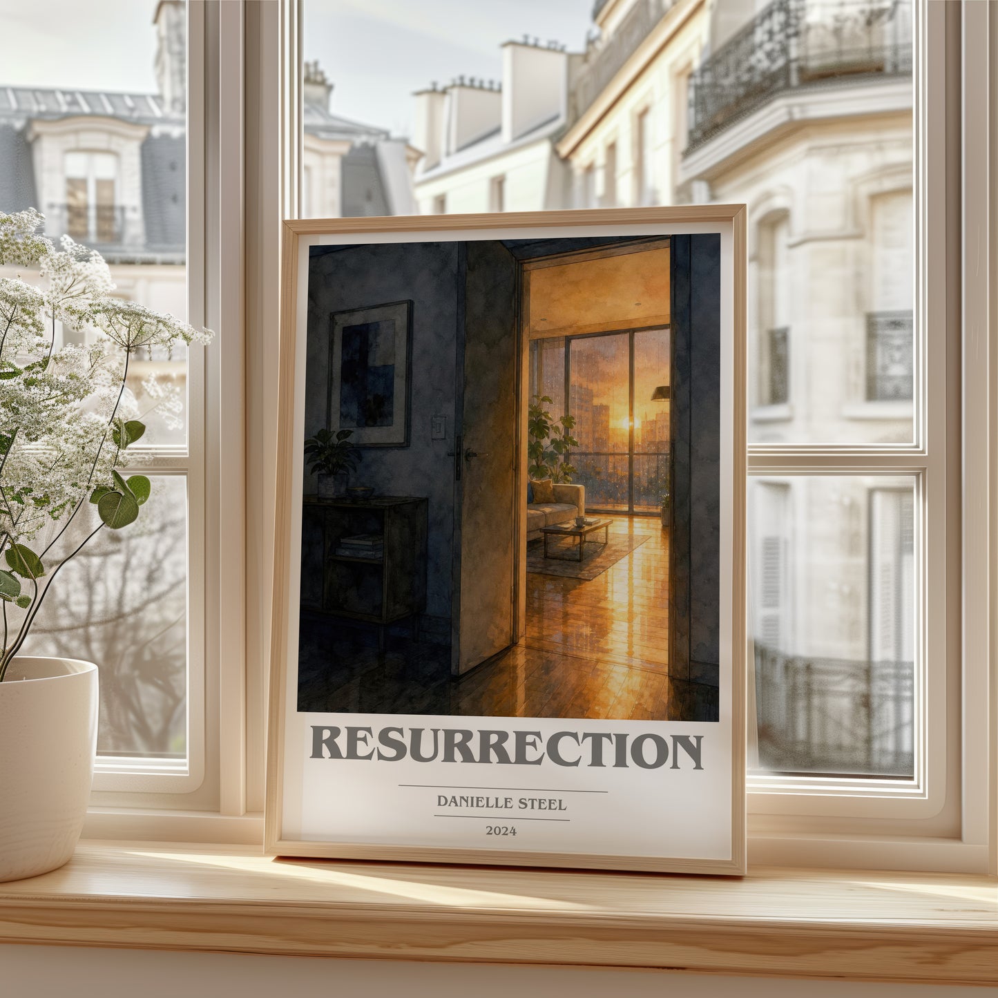 Resurrection book cover poster colour and style options – Danielle Steel book art