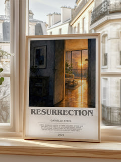 Resurrection Bookish Wall Art by Danielle Steel – framed print by a bright window