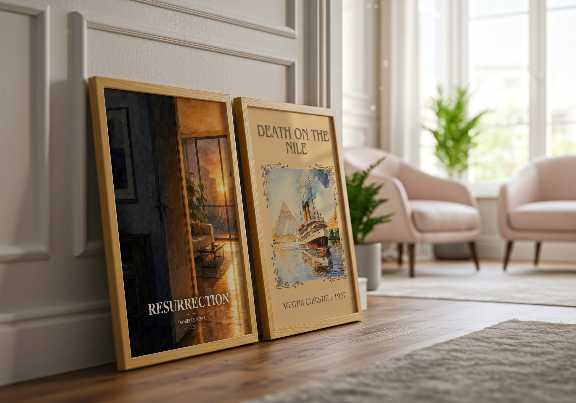 Resurrection watercolour print framed by window – literary home decor