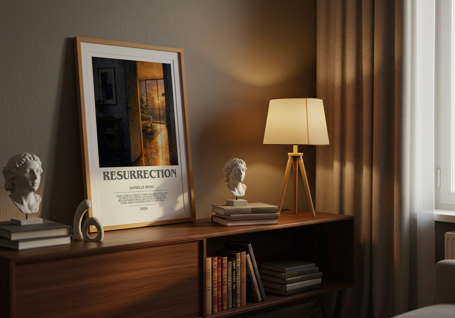 Resurrection bookish book poster framed on wall – contemporary fiction wall art