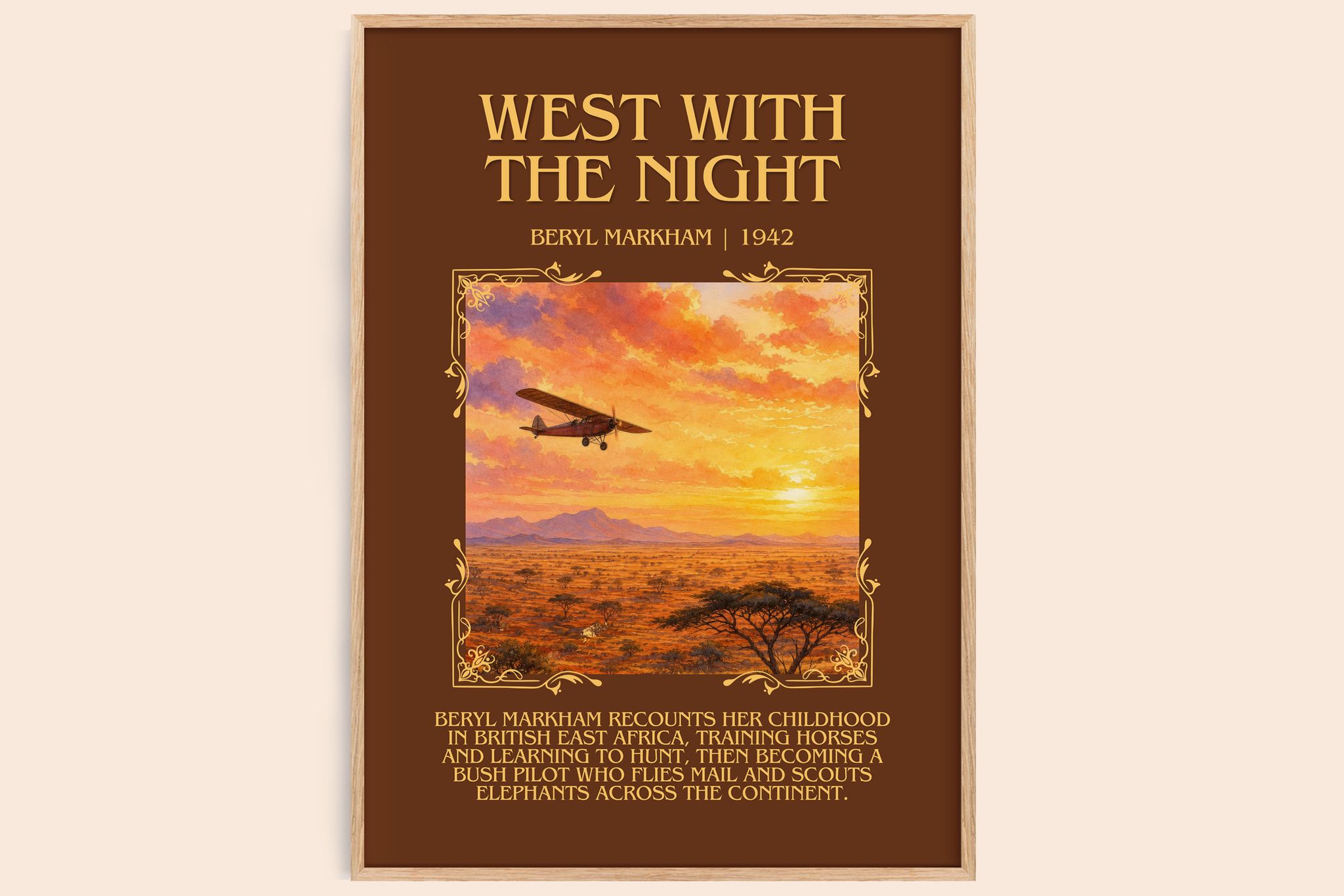 West With the Night Minimalist Book Poster by Beryl Markham