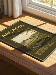 Arcadia Minimalist Book Poster by Tom Stoppard – print on a sunlit desk