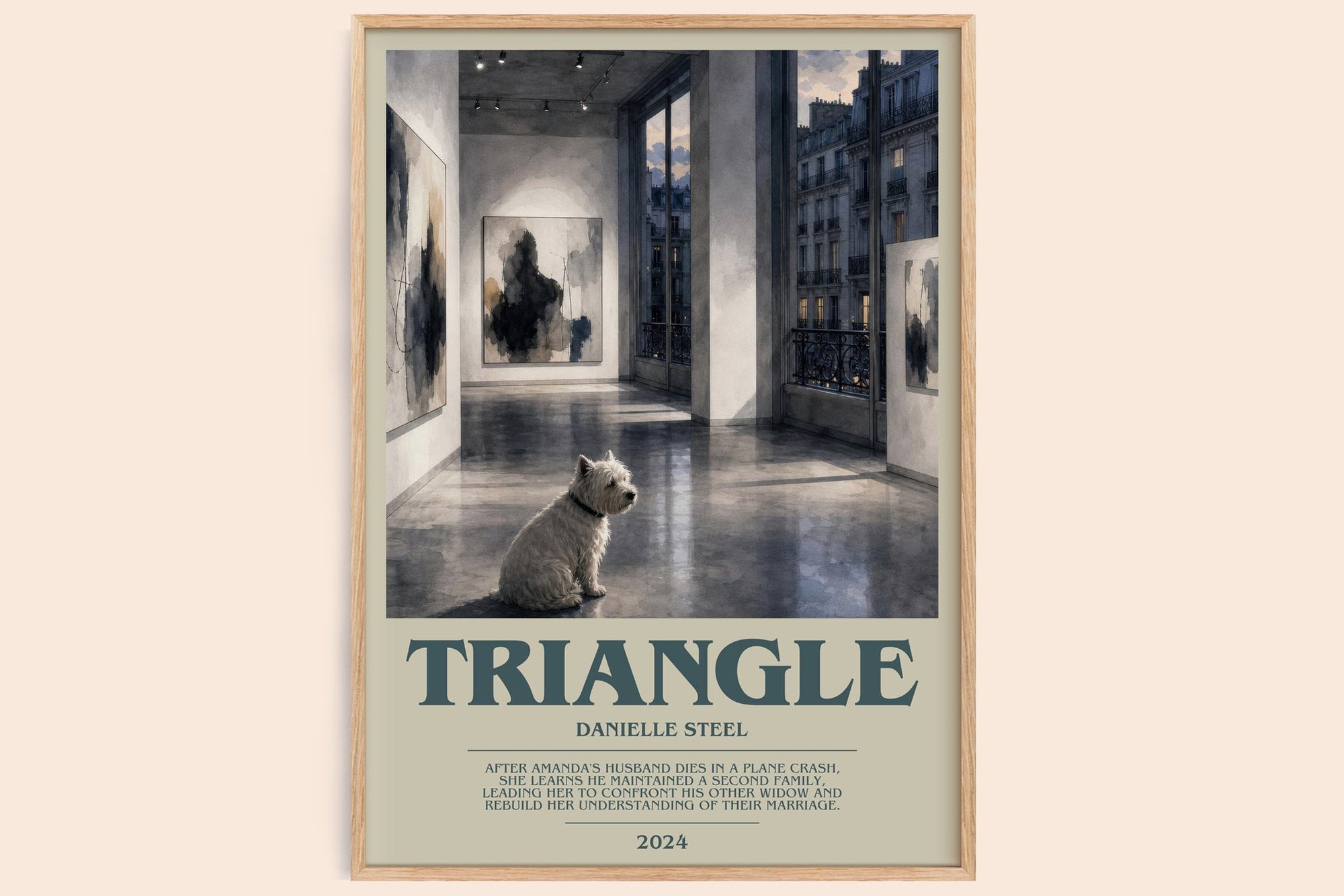 Triangle bookish book poster by Danielle Steel – framed literary art print