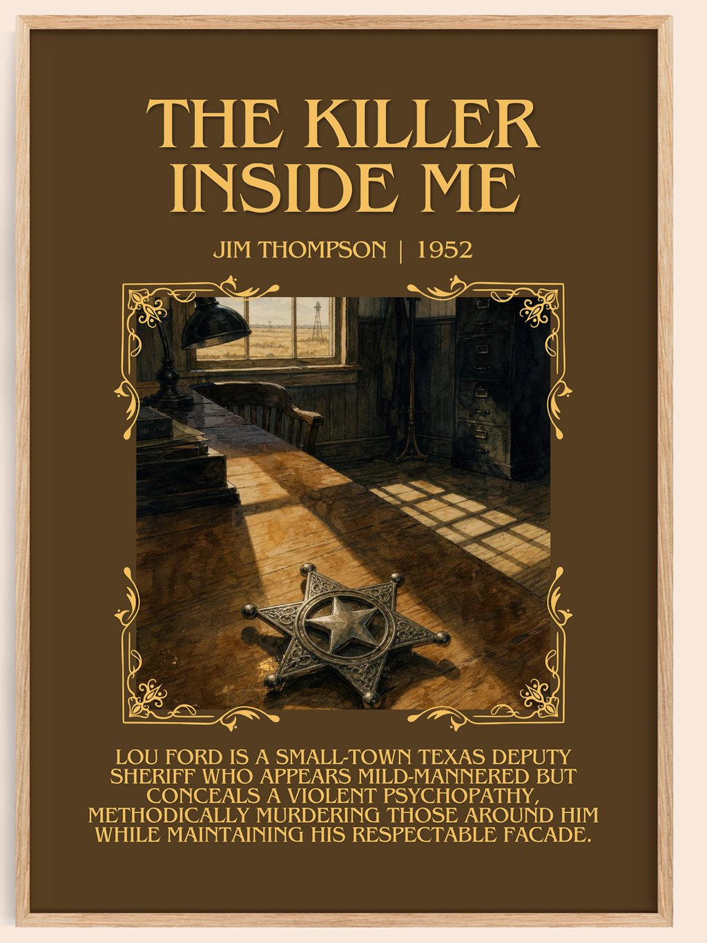 The Killer Inside Me Minimalist Book Poster by Jim Thompson – book poster