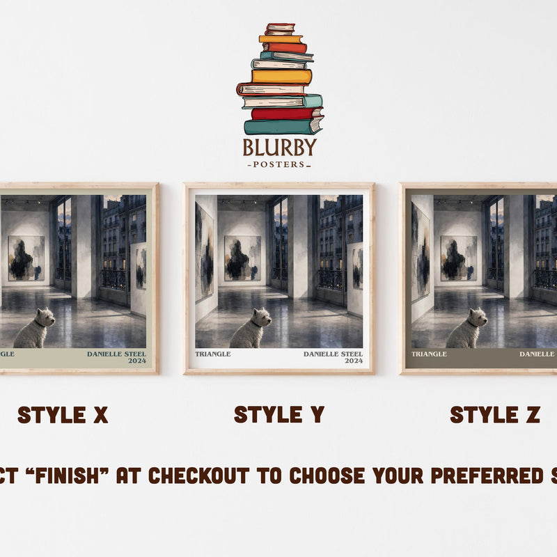 Triangle literary print in frame leaning in hallway – contemporary fiction wall art