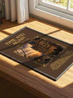 Time and Again Minimalist Book Poster by Jack Finney – print on a sunlit desk