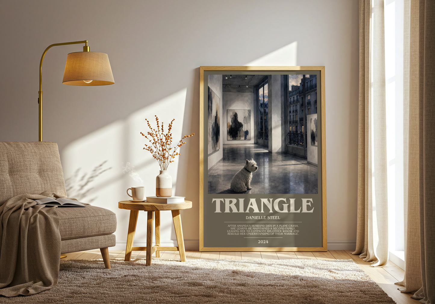 Triangle bookish print on bookshelf – Danielle Steel fan gift