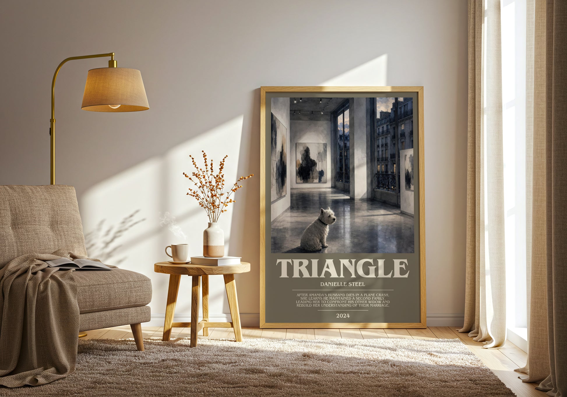 Triangle bookish print on bookshelf – Danielle Steel fan gift