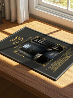 The Fixer Minimalist Book Poster by Bernard Malamud – print on a sunlit desk