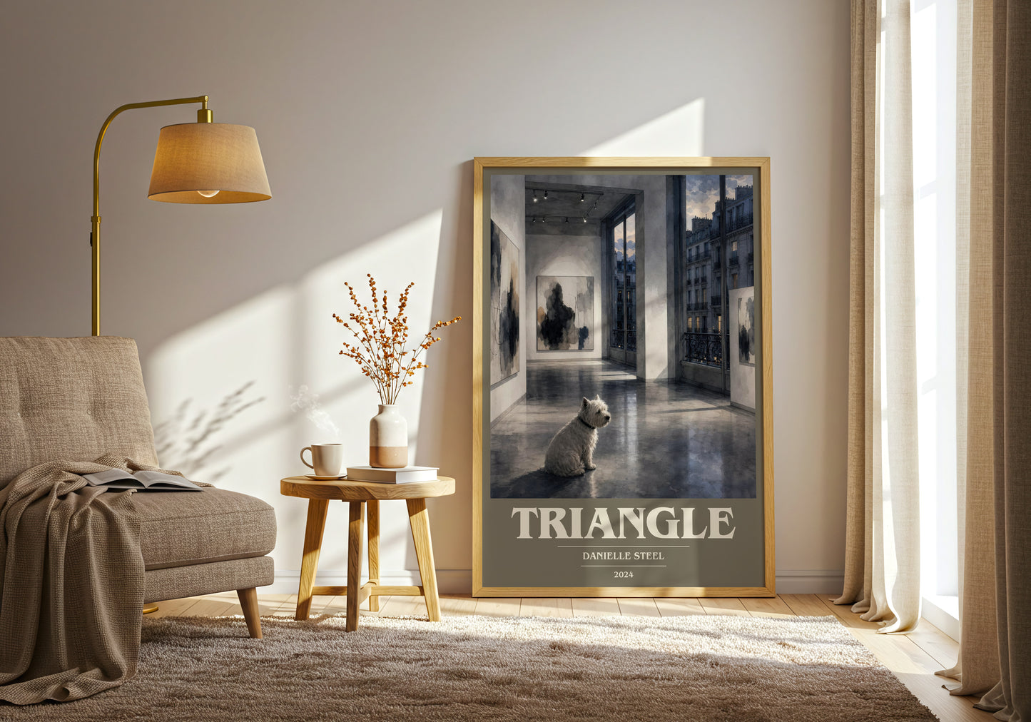 Triangle book cover print on bookshelf – Danielle Steel fan gift