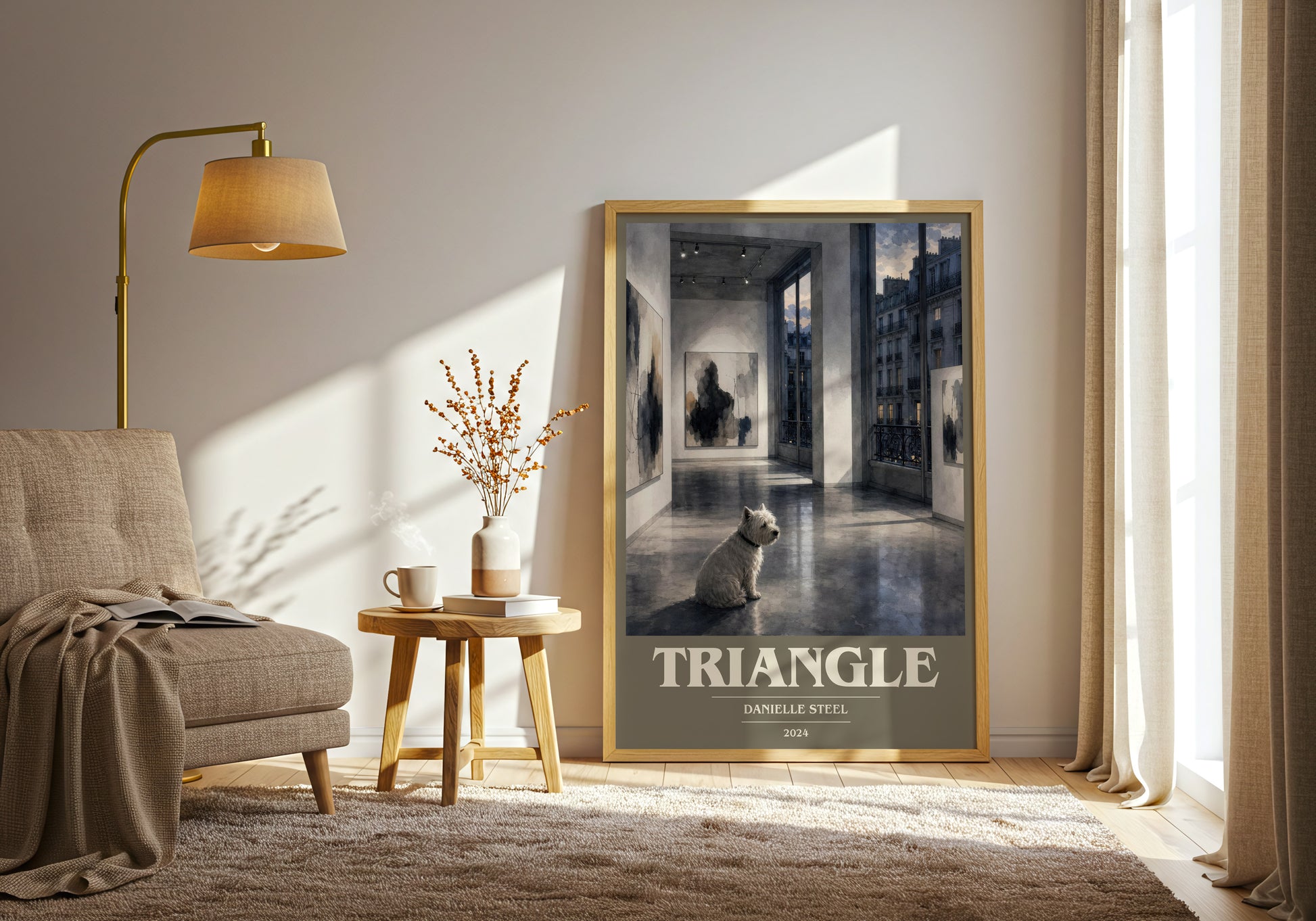 Triangle book cover print on bookshelf – Danielle Steel fan gift