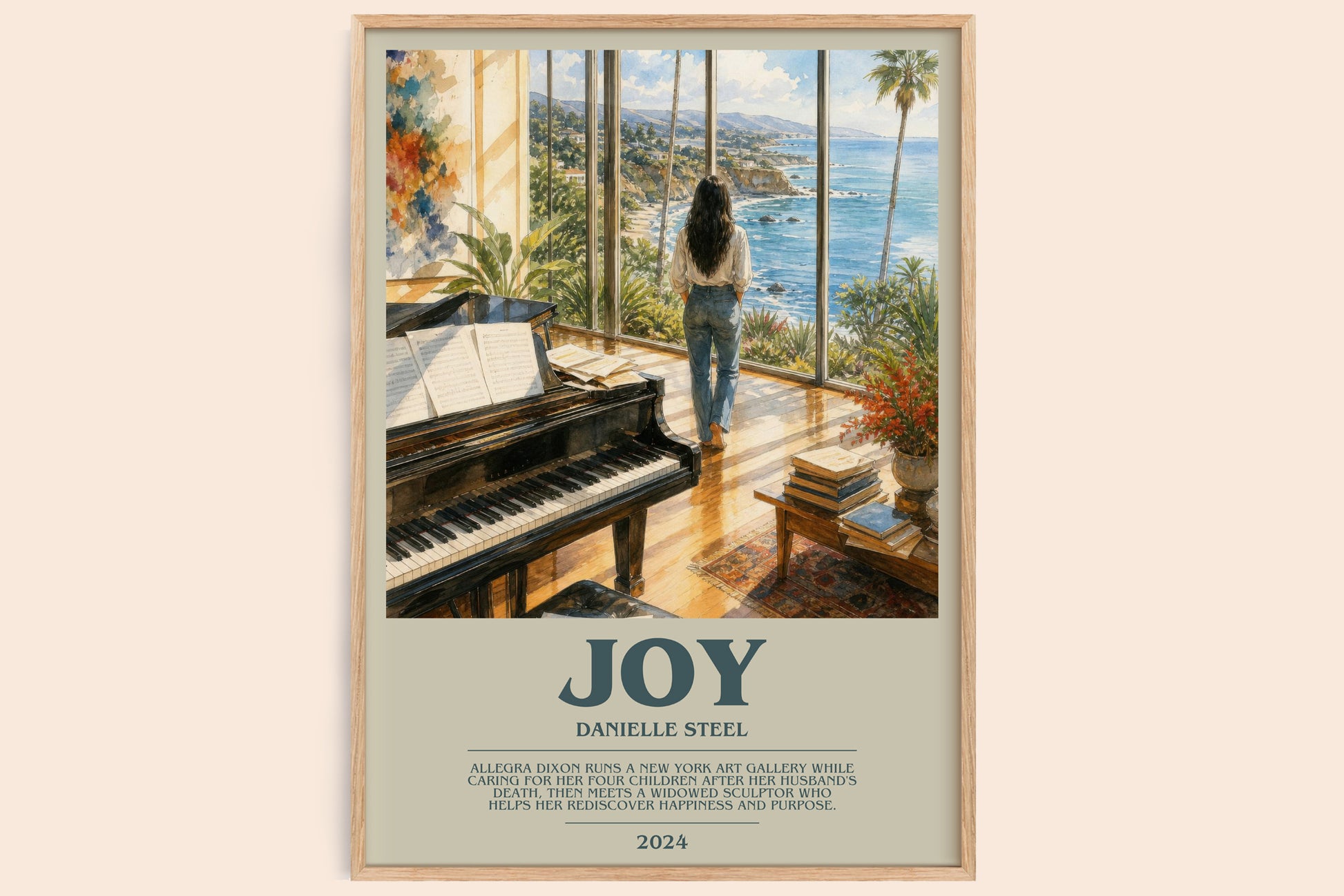 Joy bookish book poster by Danielle Steel – framed literary art print