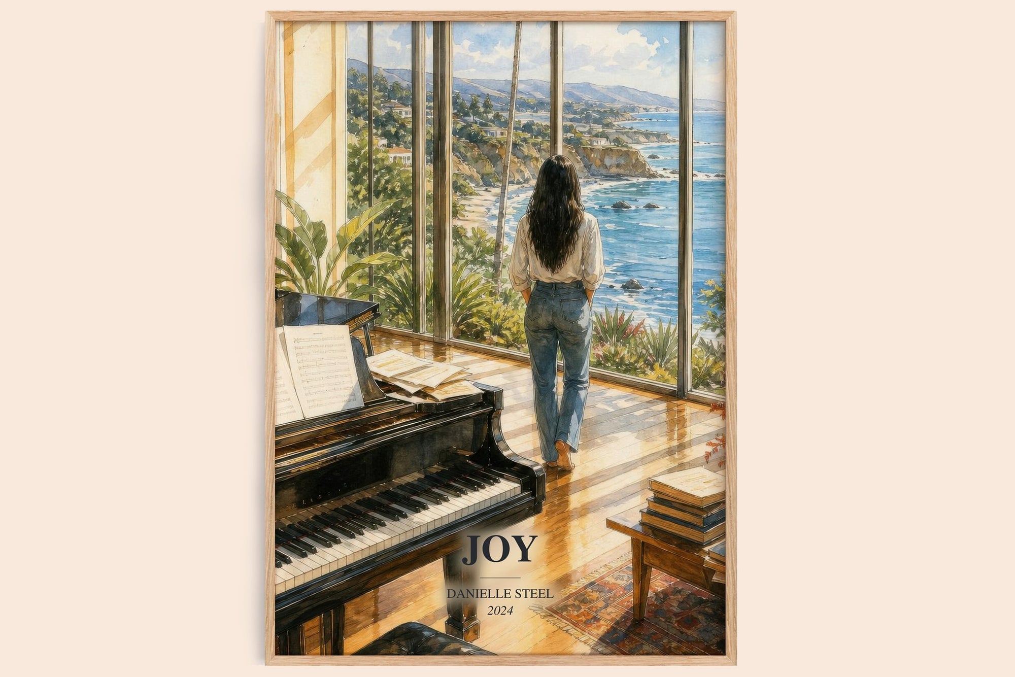Joy watercolour book poster by Danielle Steel – framed literary art print