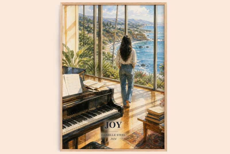 Joy watercolour book poster by Danielle Steel – framed literary art print