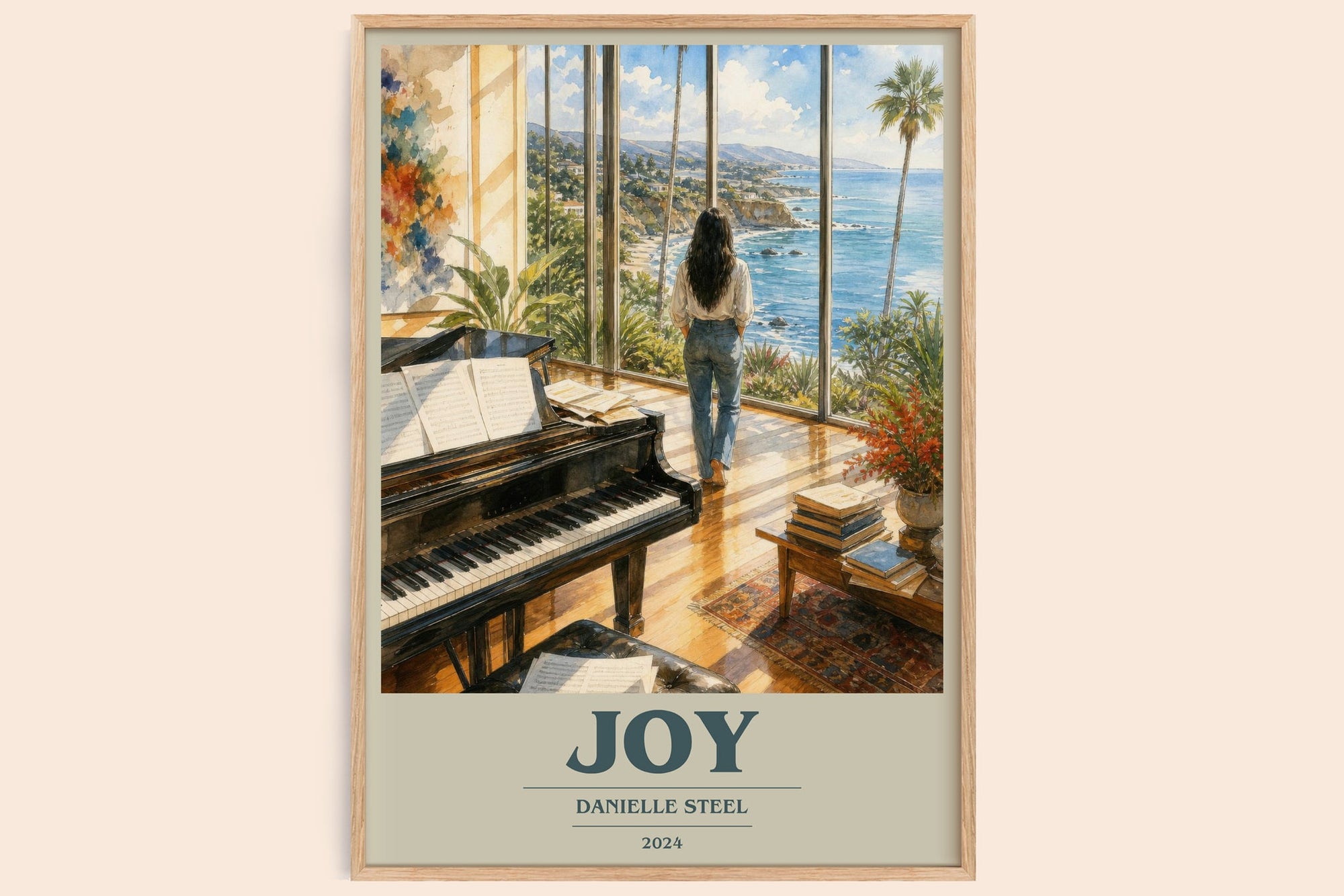 Joy book cover book poster by Danielle Steel – framed literary art print
