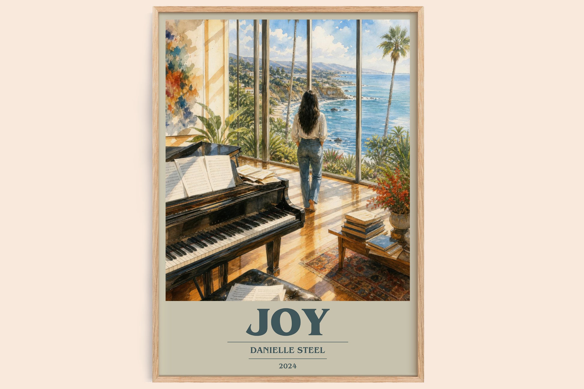 Joy book cover book poster by Danielle Steel – framed literary art print