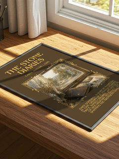 The Stone Diaries Minimalist Book Poster by Carol Shields – print on a sunlit desk