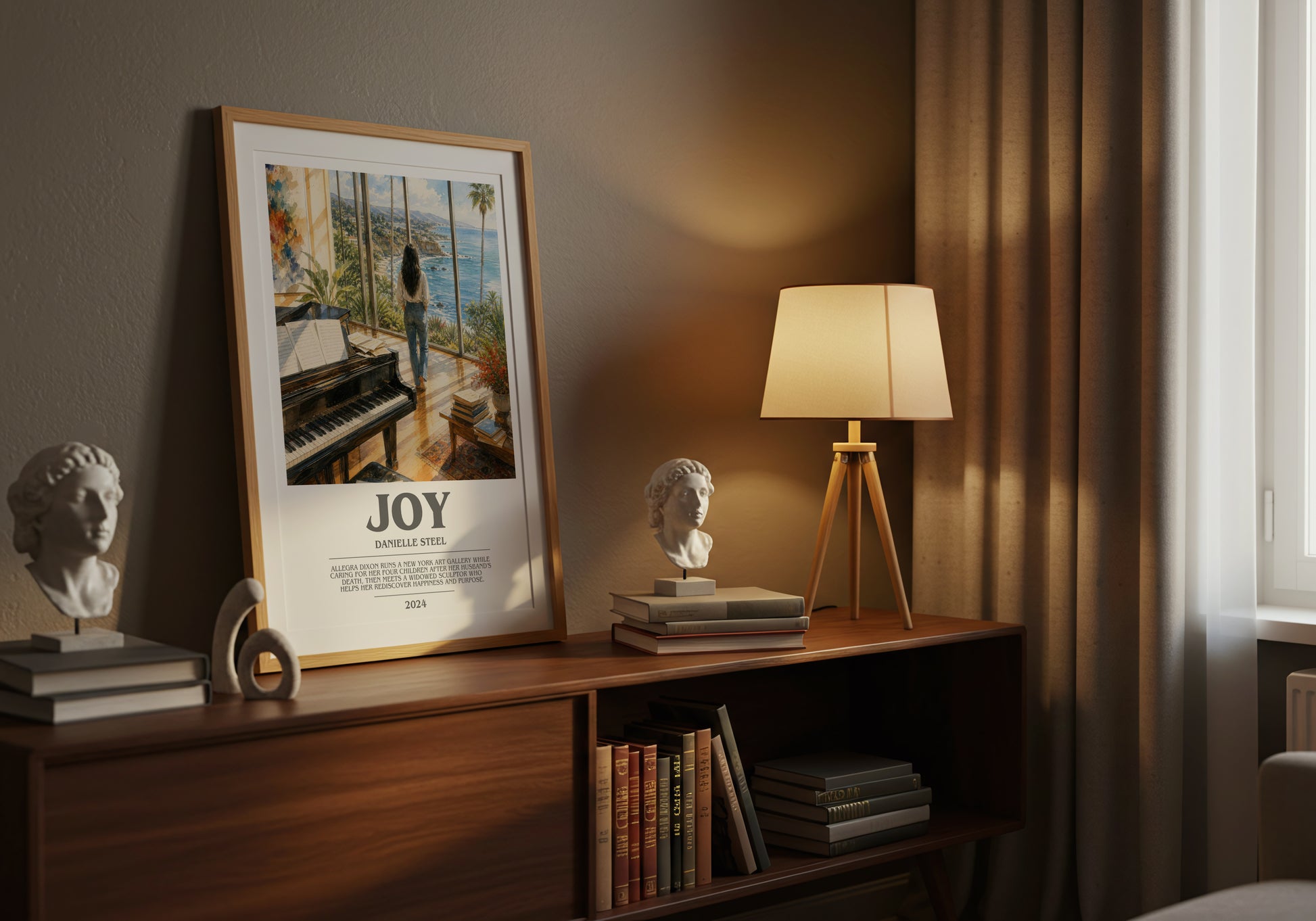 Joy bookish book poster framed on wall – contemporary fiction wall art
