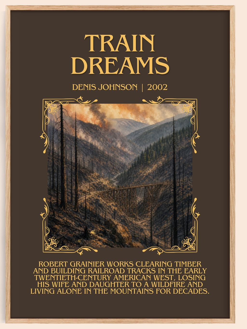 Train Dreams Minimalist Book Poster by Denis Johnson – book poster