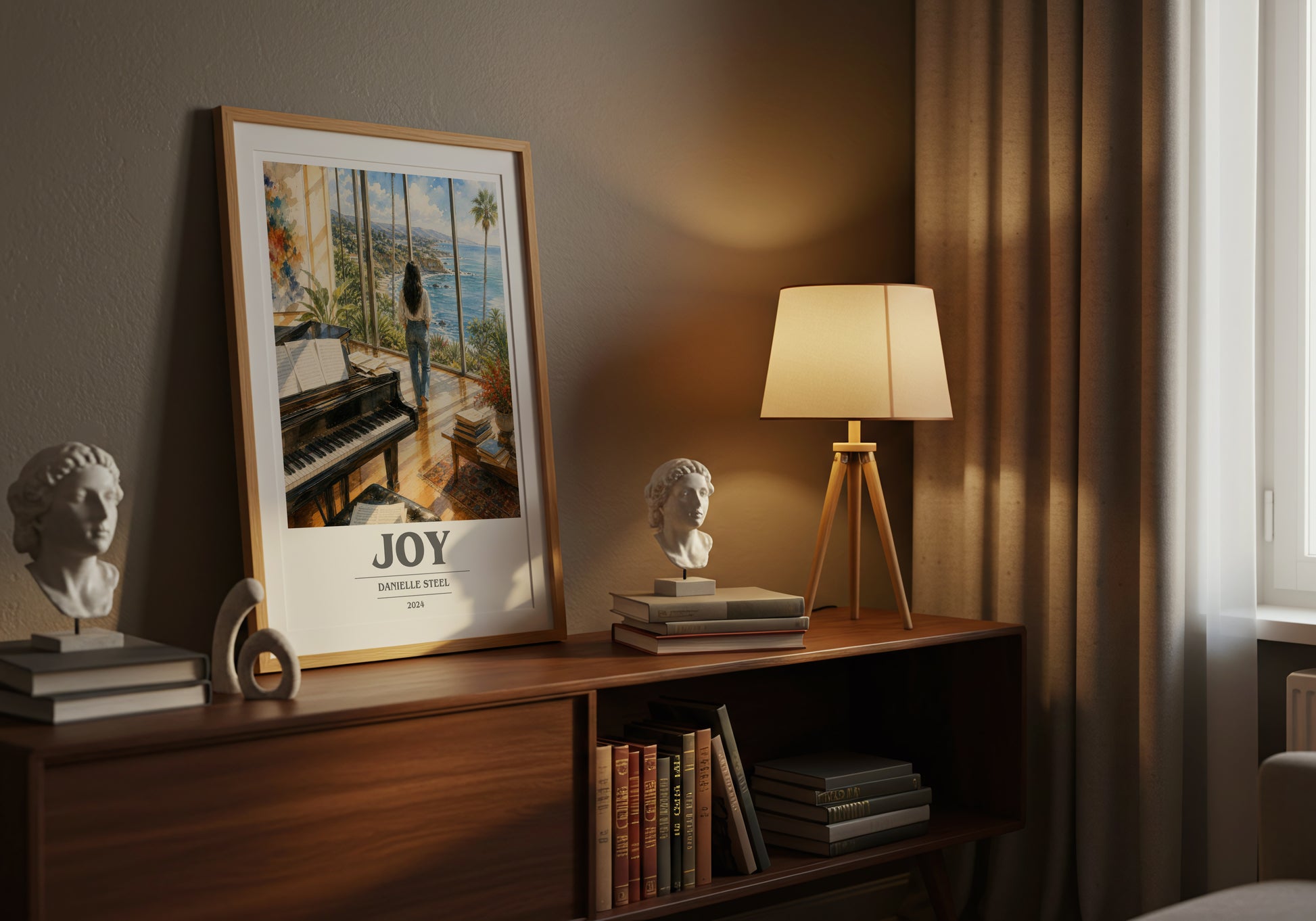 Joy book cover book poster framed on wall – contemporary fiction wall art