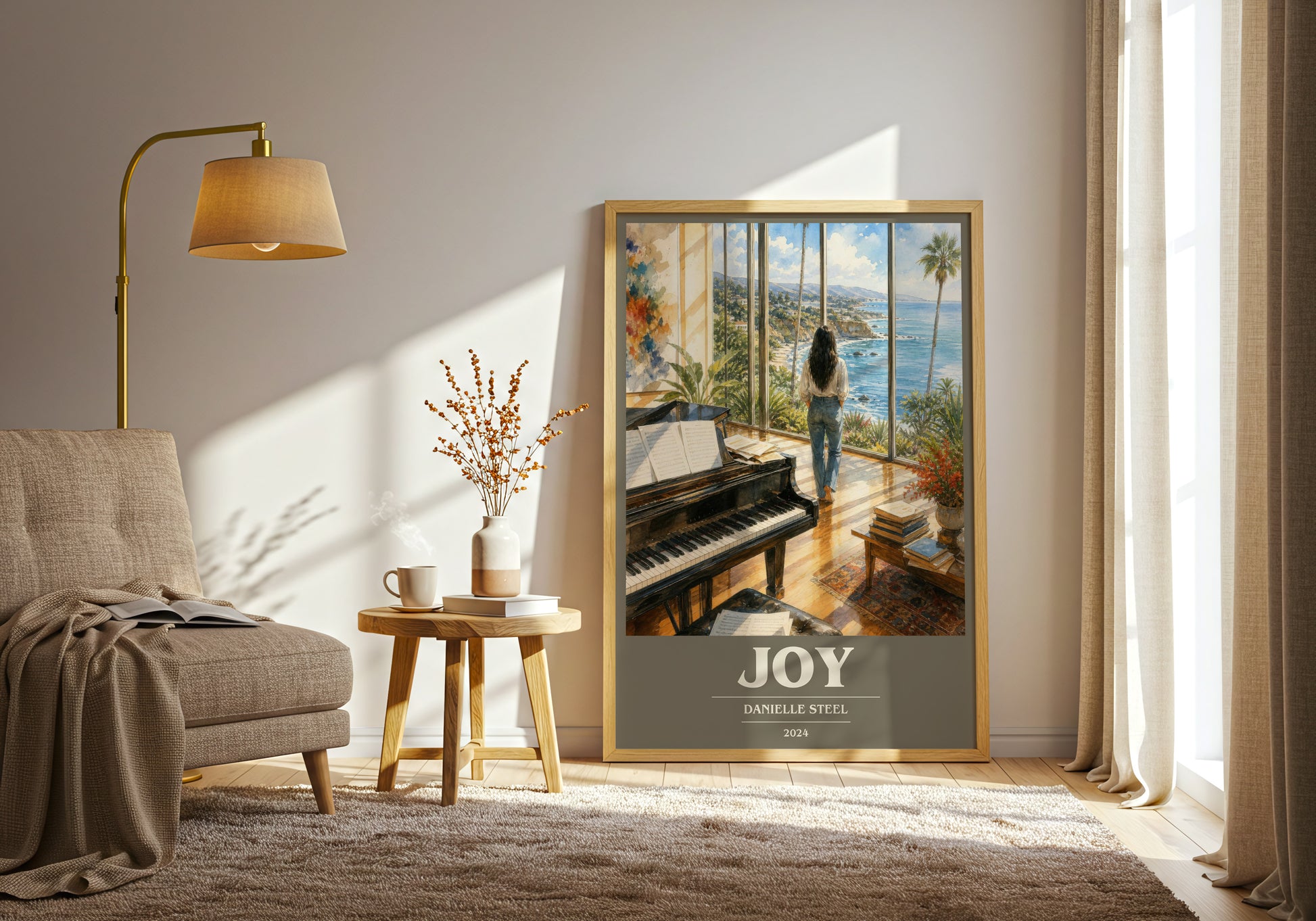 Joy book cover print on bookshelf – Danielle Steel fan gift