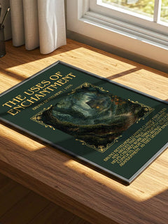 The Uses of Enchantment Minimalist Book Poster by Bruno Bettelheim – print on a sunlit desk