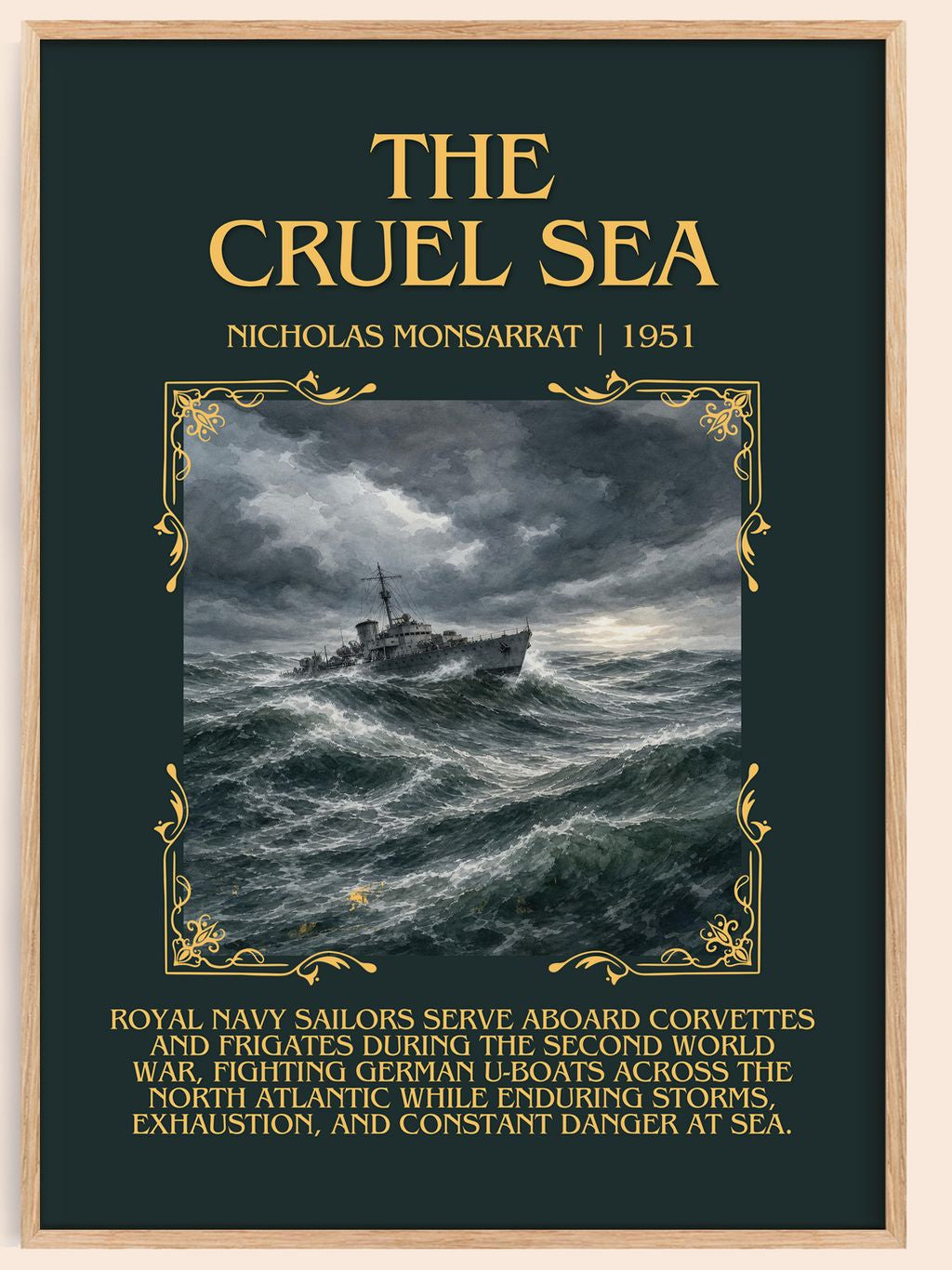 The Cruel Sea Minimalist Book Poster by Nicholas Monsarrat – book poster