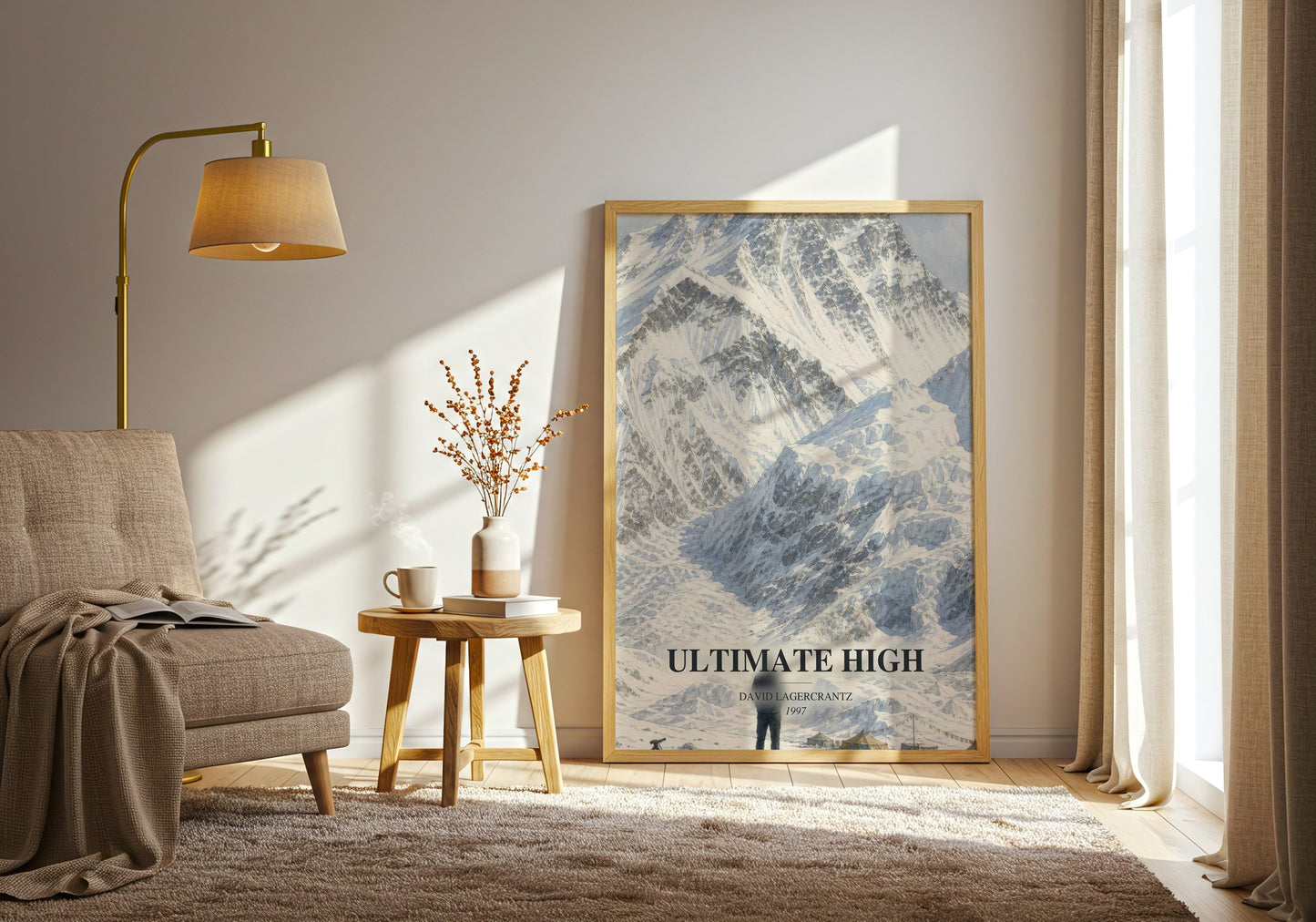 Ultimate High watercolour print in frame leaning in hallway – non fiction wall art