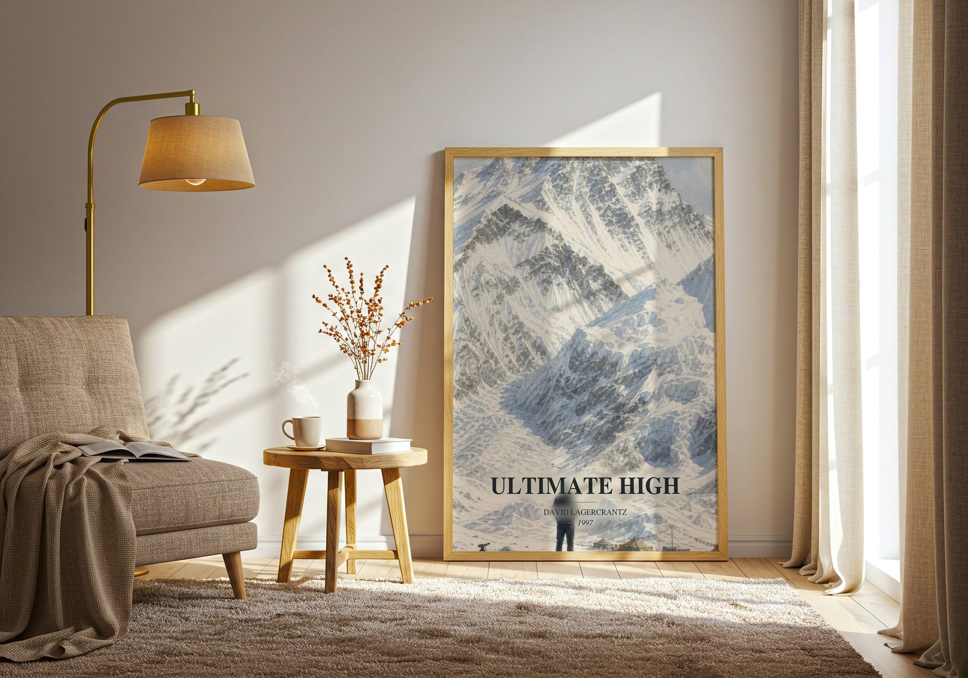 Ultimate High watercolour print in frame leaning in hallway – non fiction wall art