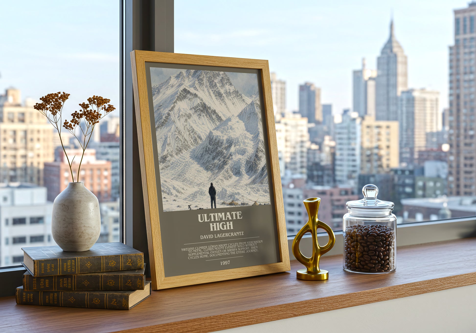 Ultimate High bookish print framed by window – literary home decor