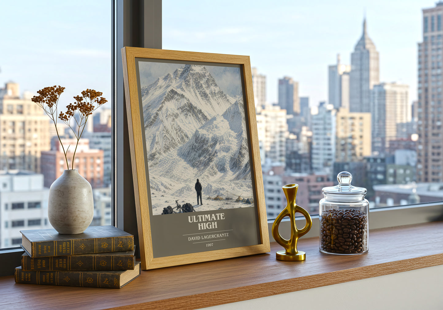 Ultimate High book cover print framed by window – literary home decor