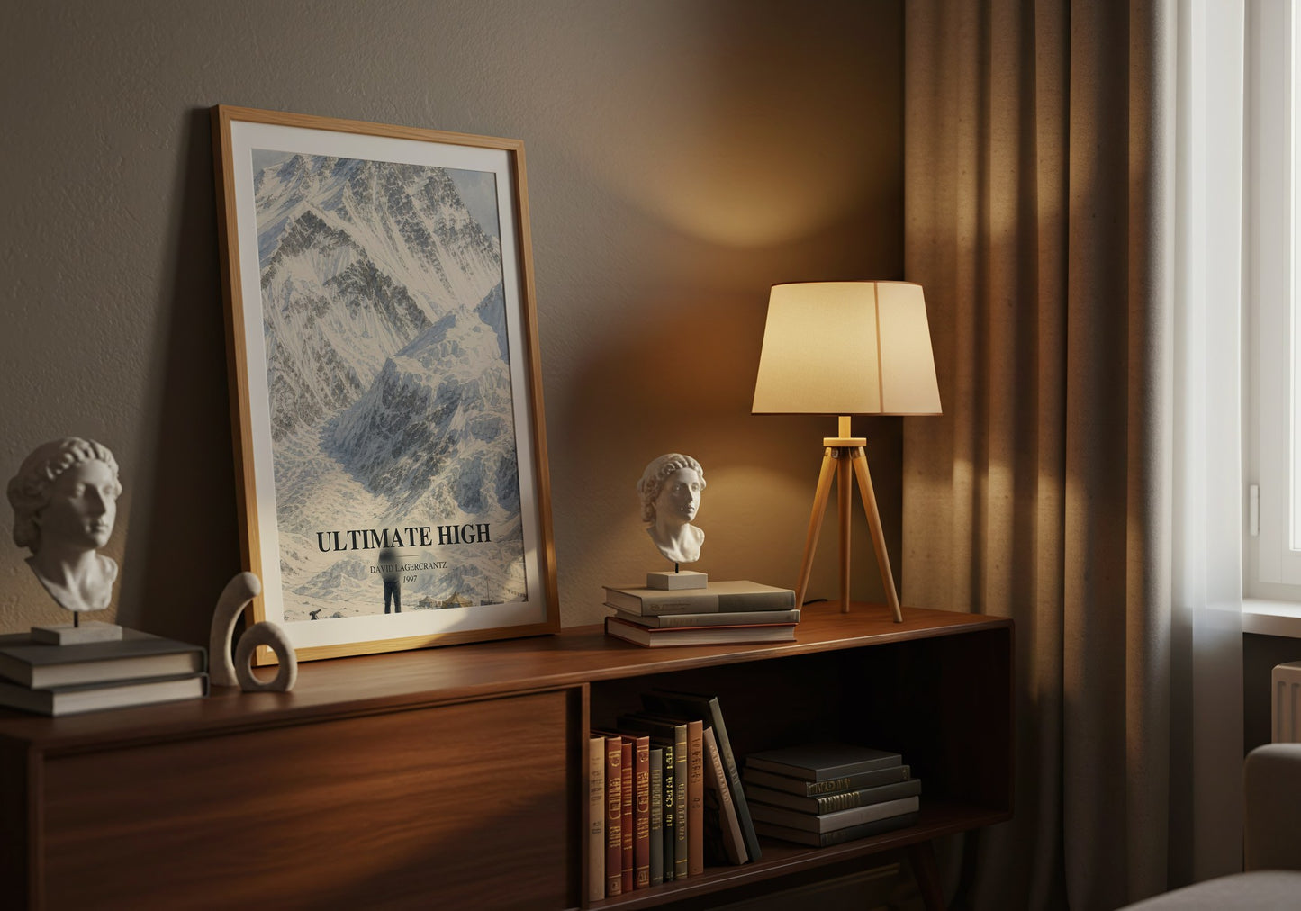 Ultimate High watercolour print on bookshelf – David Lagercrantz fan gift