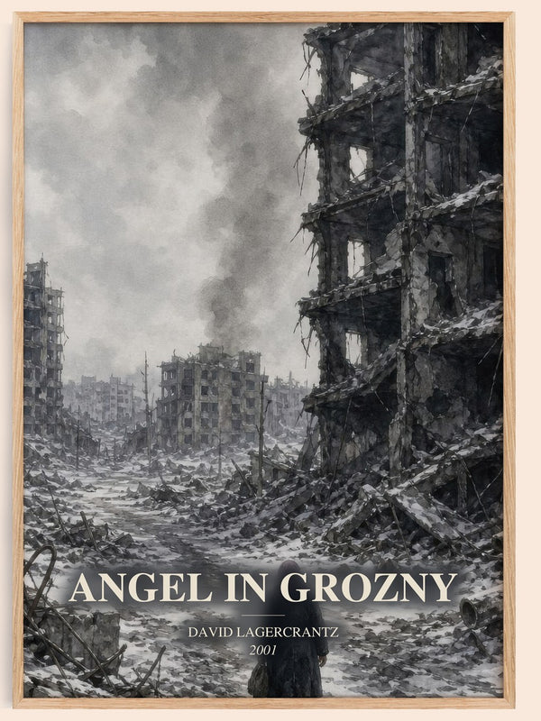 Angel In Grozny watercolour book poster by David Lagercrantz – framed literary art print