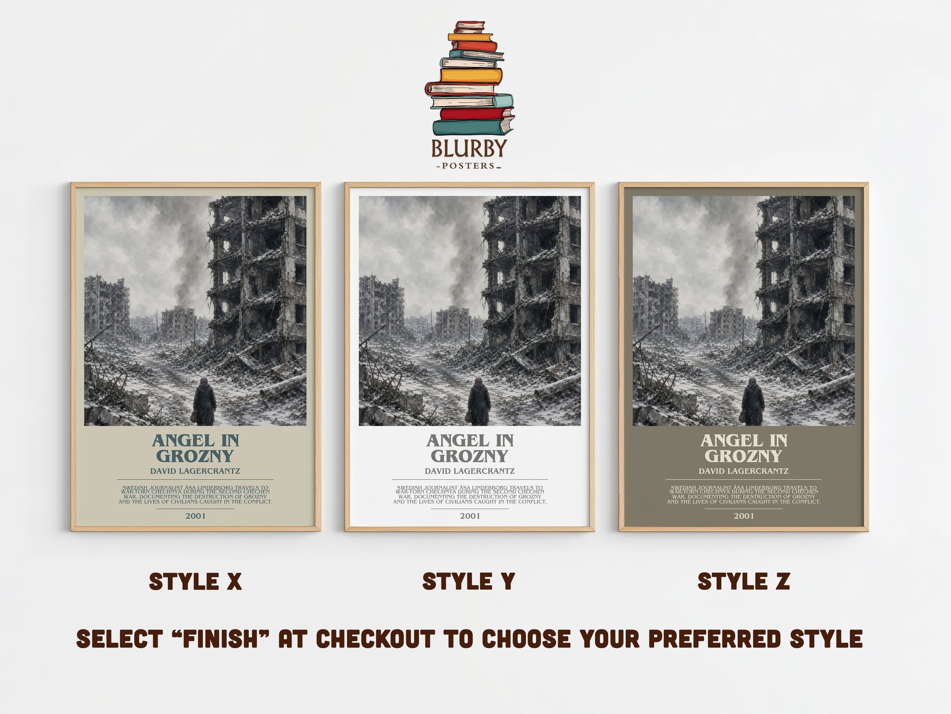Angel In Grozny bookish print in frame leaning in hallway – non fiction wall art