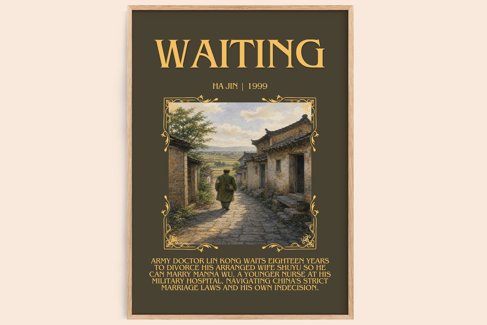 Waiting Minimalist Book Poster by Ha Jin