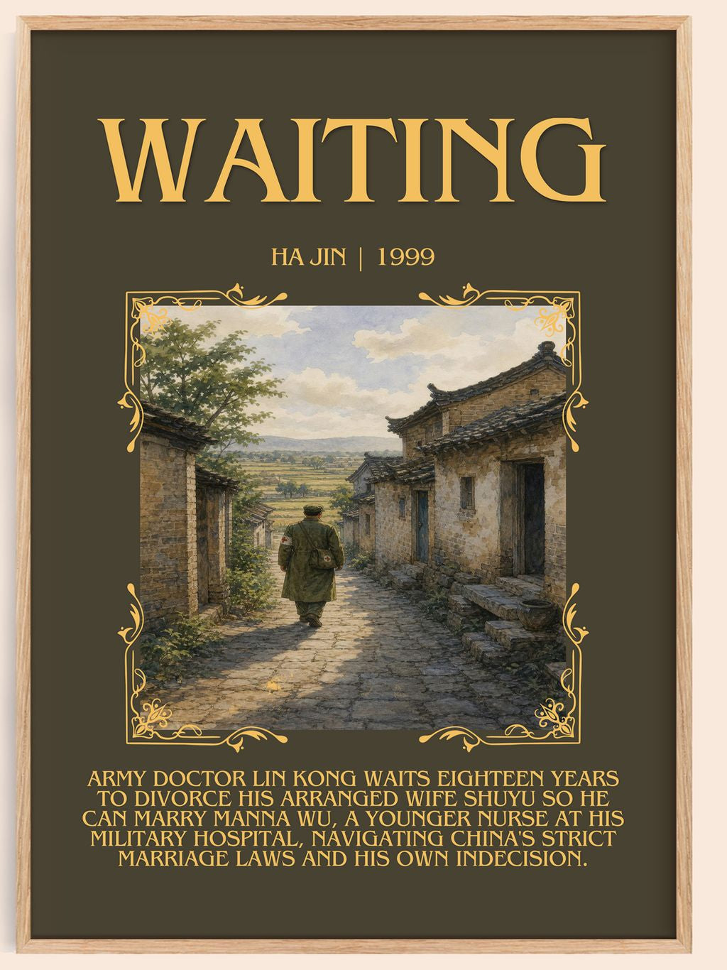Waiting Minimalist Book Poster by Ha Jin – book poster