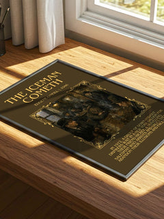 The Iceman Cometh Minimalist Book Poster by Eugene O'Neill – print on a sunlit desk