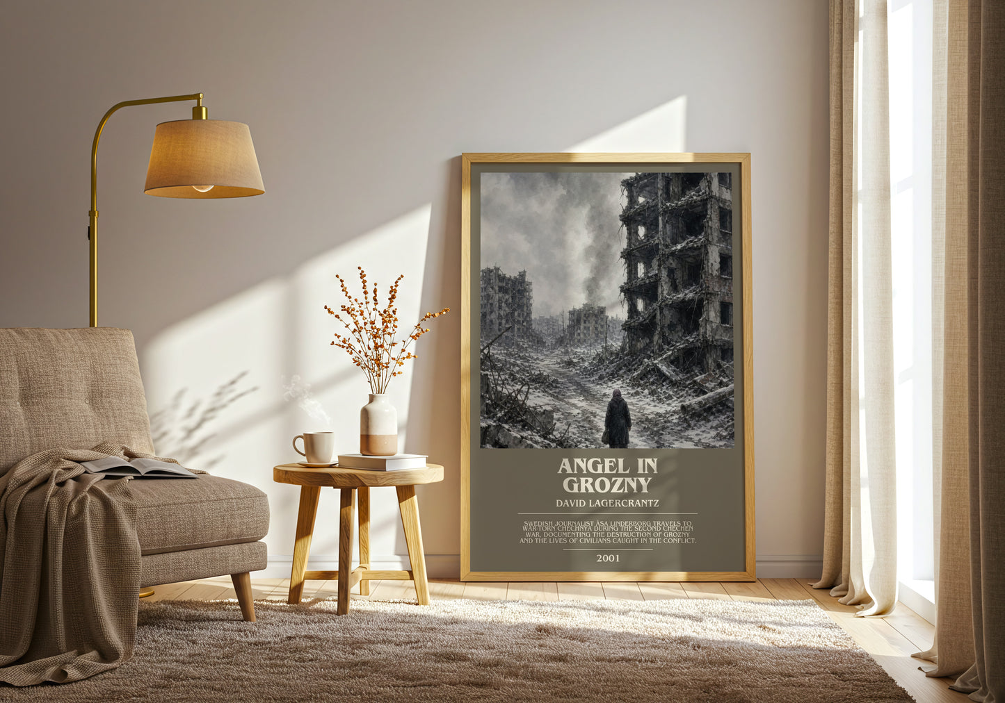 Angel In Grozny bookish print on bookshelf – David Lagercrantz fan gift