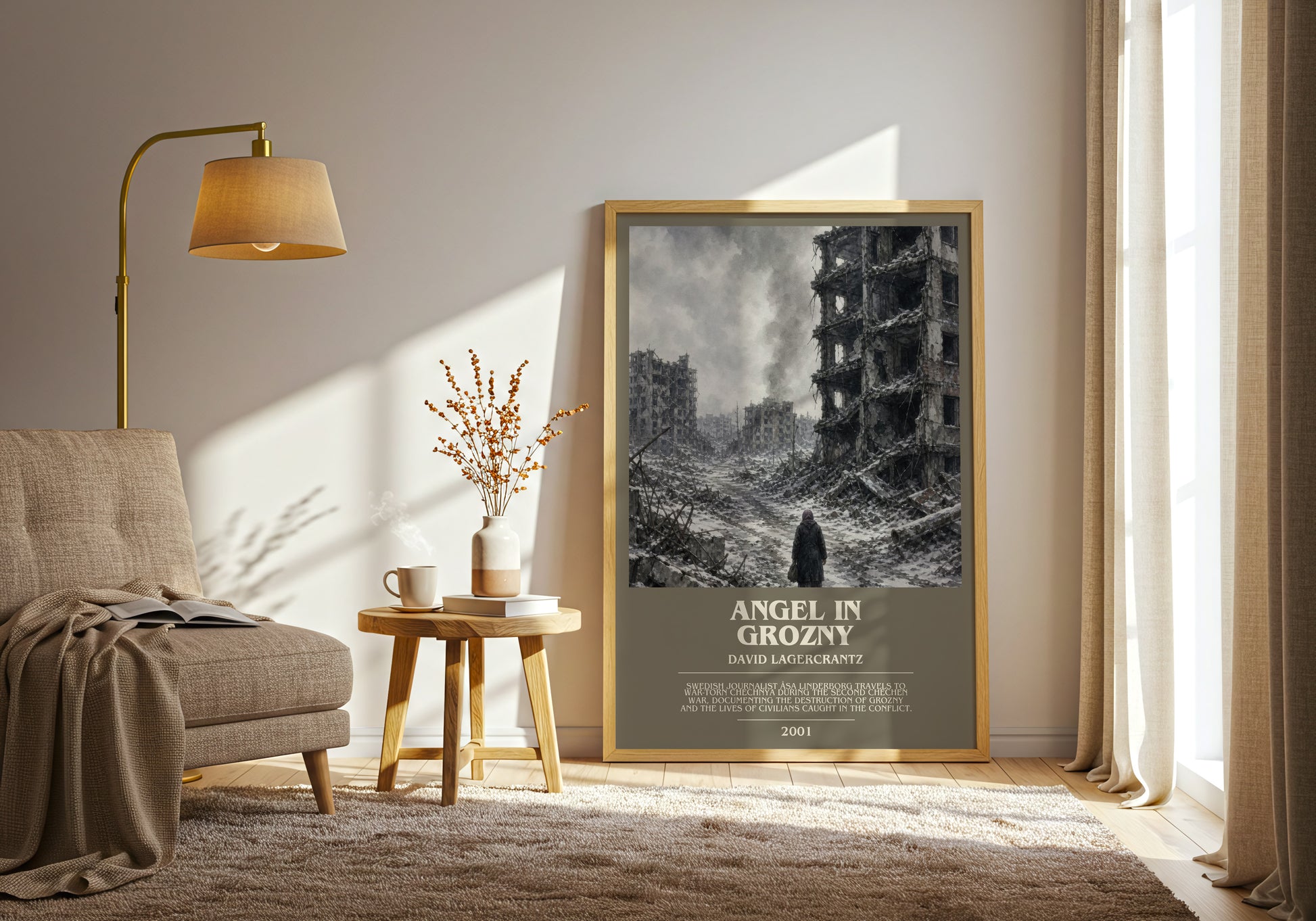 Angel In Grozny bookish print on bookshelf – David Lagercrantz fan gift